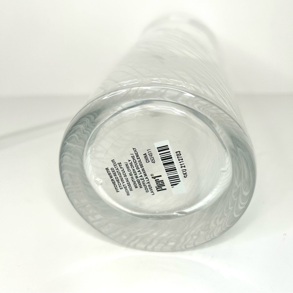 Pier 1 Hand Blown Martini Clear Etched Reed Pitcher Cocktail With Glass Stirrer - Picture 4 of 10